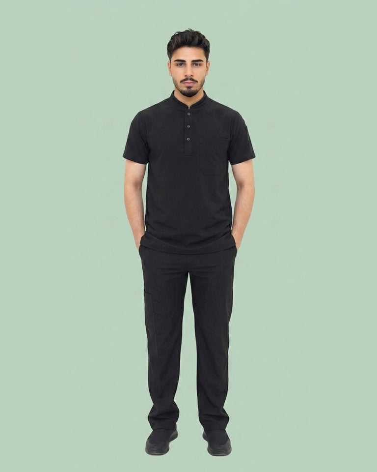 Men's 2-Pocket Henley Stretch Scrub Set