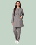 Ladies 2-Pocket Button Round Neck Tee