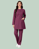 Ladies 2-Pocket Button Round Neck Tee