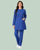 Ladies 2-Pocket Button Round Neck Tee