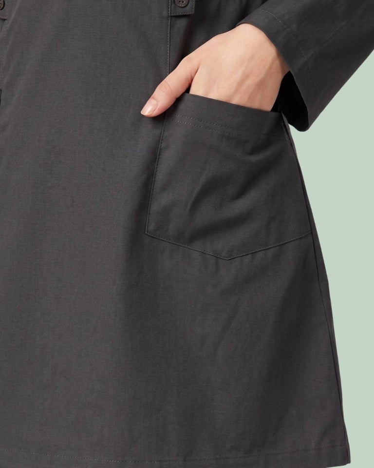 Ladies 2-Pocket Button Round Neck Tee