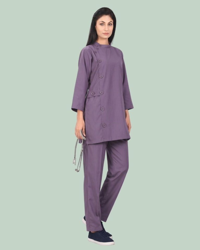 Ladies Ban Collar 3/4 Sleeve Long Shirt