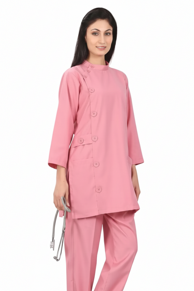 Ladies Ban Collar with Button 3/4 Sleeve Long Shirt