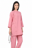 Ladies Ban Collar with Button 3/4 Sleeve Long Shirt