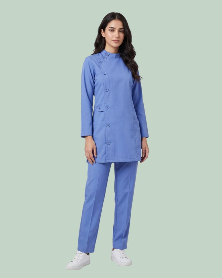 Ladies Ban Collar 3/4 Sleeve Long Shirt