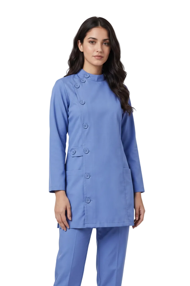 Ladies Ban Collar with Button 3/4 Sleeve Long Shirt