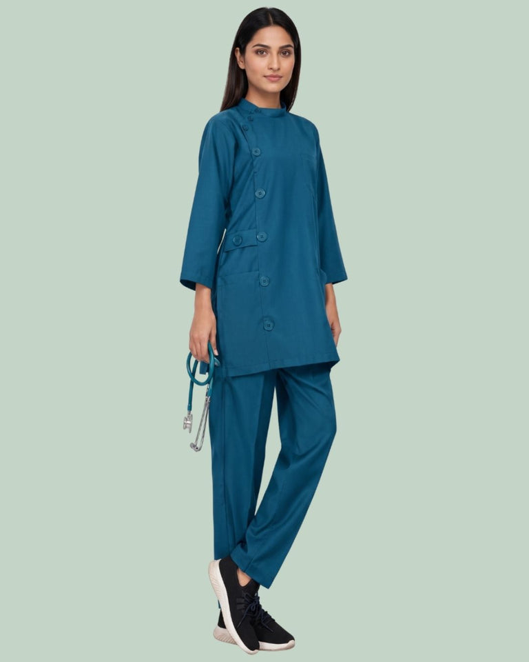 Ladies Ban Collar 3/4 Sleeve Long Shirt