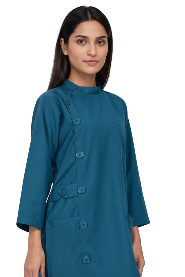 Ladies Ban Collar with Button 3/4 Sleeve Long Shirt