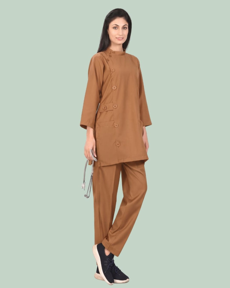 Ladies Ban Collar 3/4 Sleeve Long Shirt
