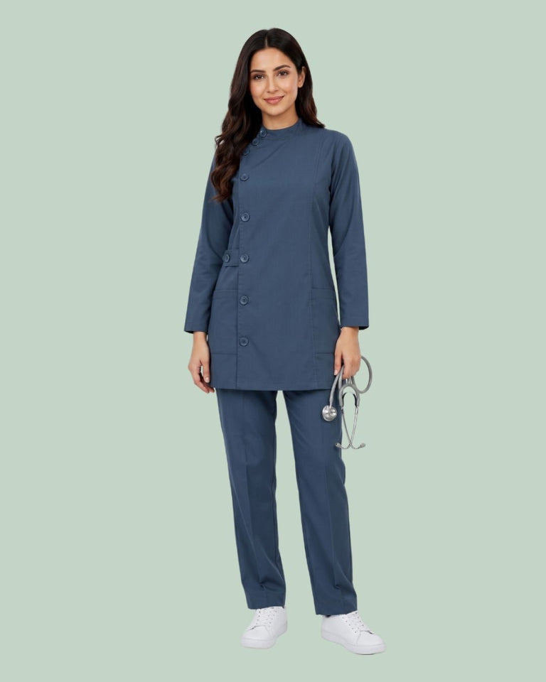 Ladies Ban Collar 3/4 Sleeve Long Shirt