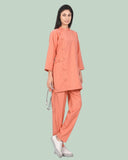 Ladies Ban Collar 3/4 Sleeve Long Shirt
