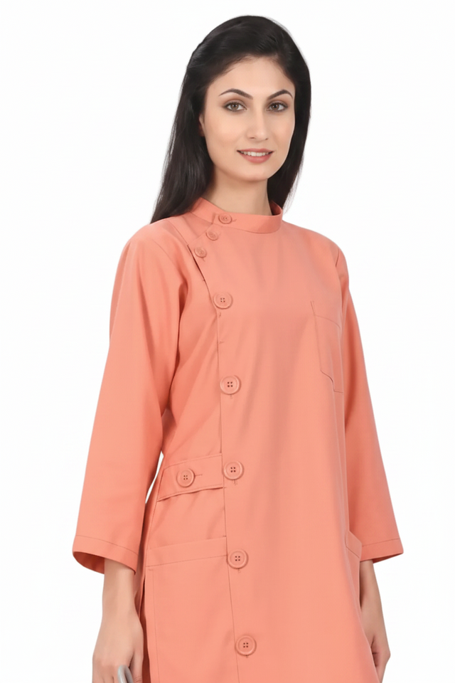 Ladies Ban Collar with Button 3/4 Sleeve Long Shirt