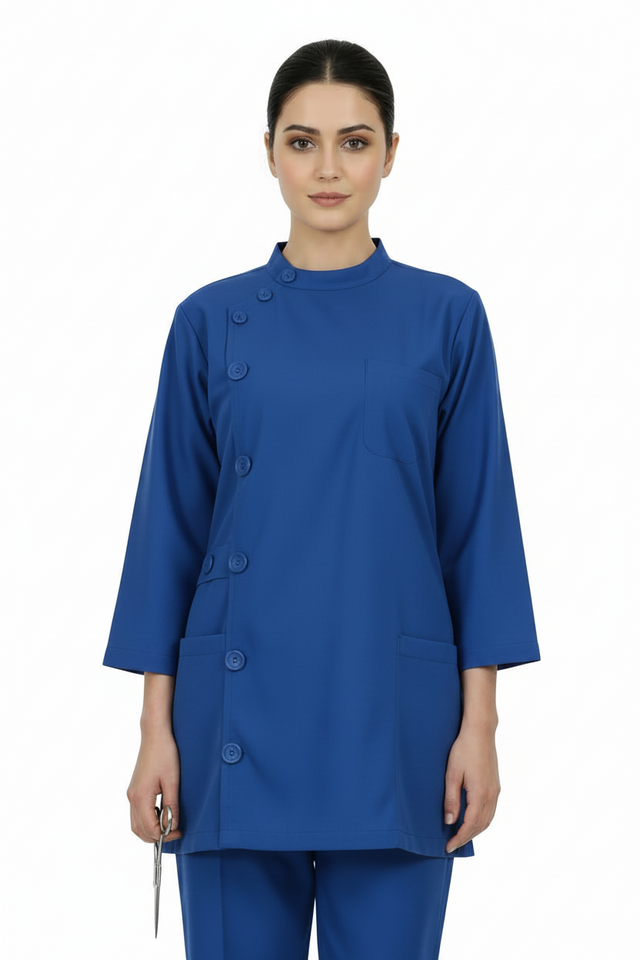 Ladies Ban Collar with Button 3/4 Sleeve Long Shirt