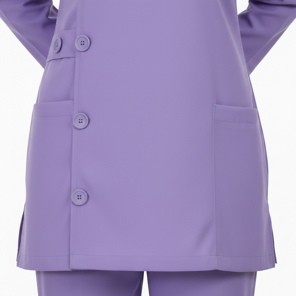 Ladies Ban Collar with Button 3/4 Sleeve Long Shirt