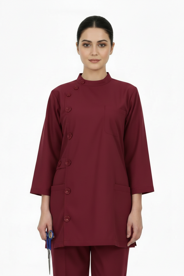 Ladies Ban Collar with Button 3/4 Sleeve Long Shirt