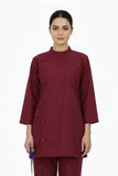 Ladies Ban Collar with Button 3/4 Sleeve Long Shirt