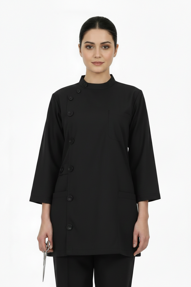 Ladies Ban Collar with Button 3/4 Sleeve Long Shirt