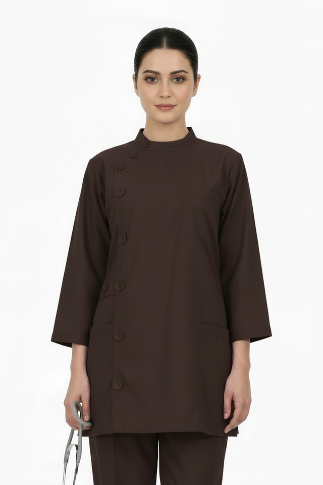 Ladies Ban Collar with Button 3/4 Sleeve Long Shirt