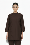 Ladies Ban Collar with Button 3/4 Sleeve Long Shirt