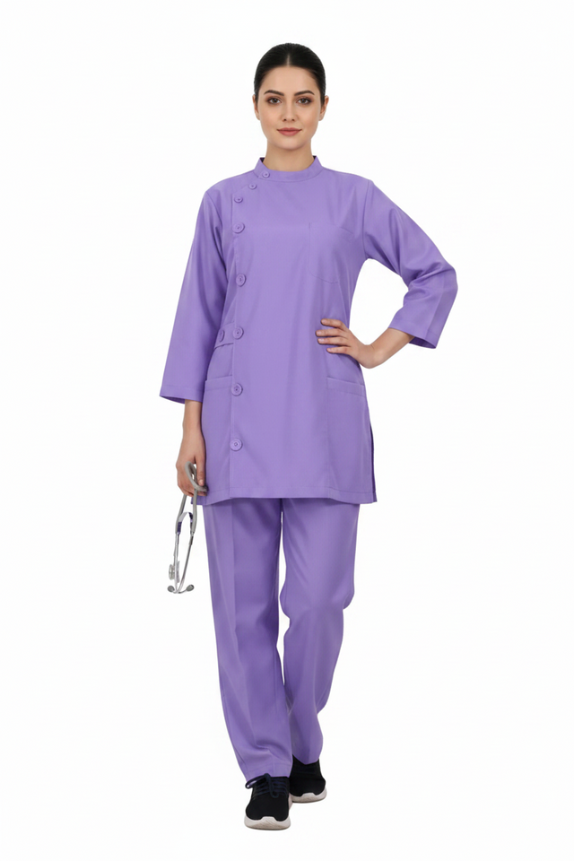 Ladies Ban Collar with Button 3/4 Sleeve Long Shirt