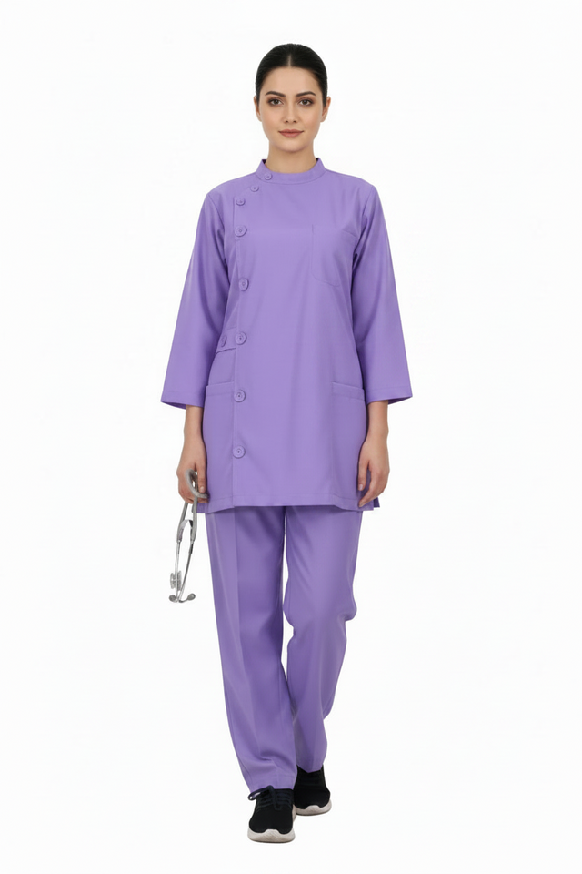 Ladies Ban Collar with Button 3/4 Sleeve Long Shirt