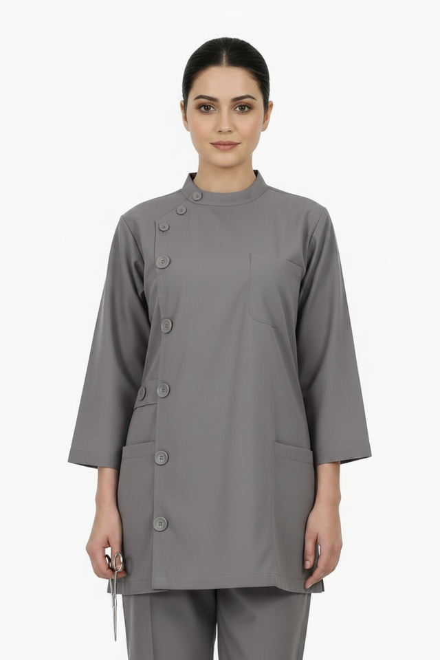 Ladies Ban Collar with Button 3/4 Sleeve Long Shirt