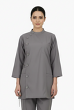Ladies Ban Collar with Button 3/4 Sleeve Long Shirt