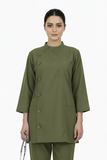 Ladies Ban Collar with Button 3/4 Sleeve Long Shirt