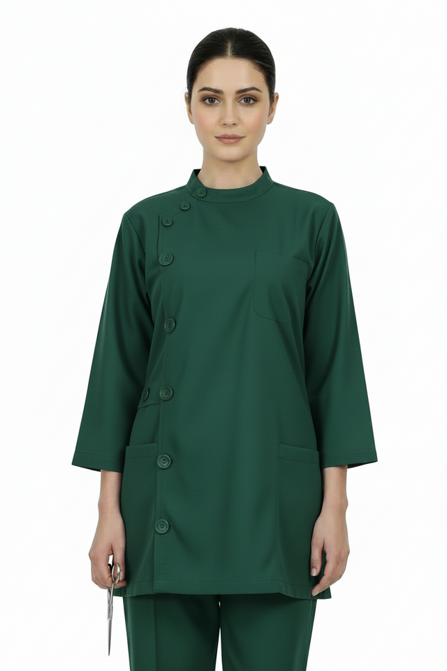 Ladies Ban Collar with Button 3/4 Sleeve Long Shirt