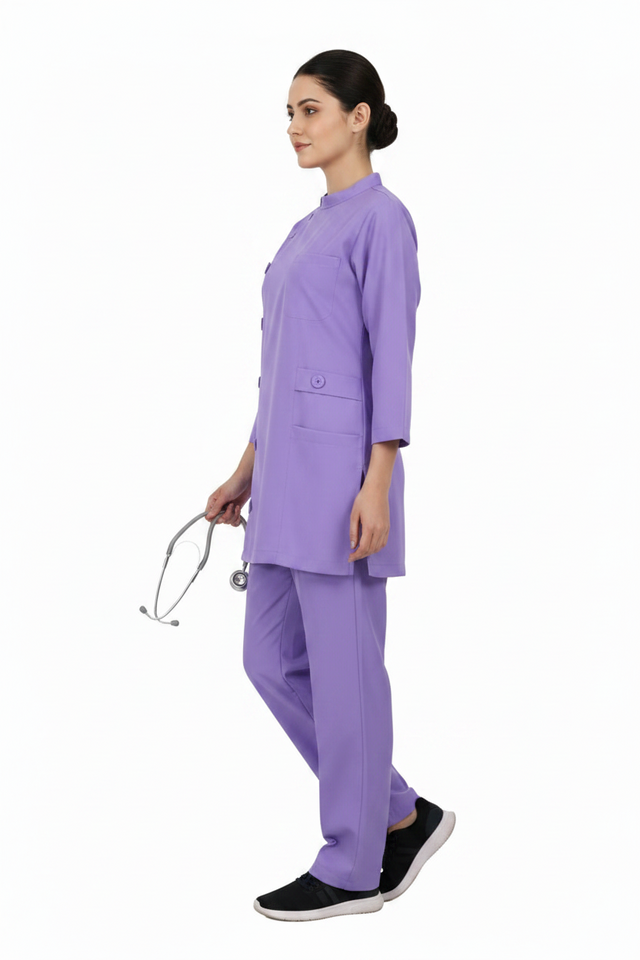 Ladies Ban Collar with Button 3/4 Sleeve Long Shirt