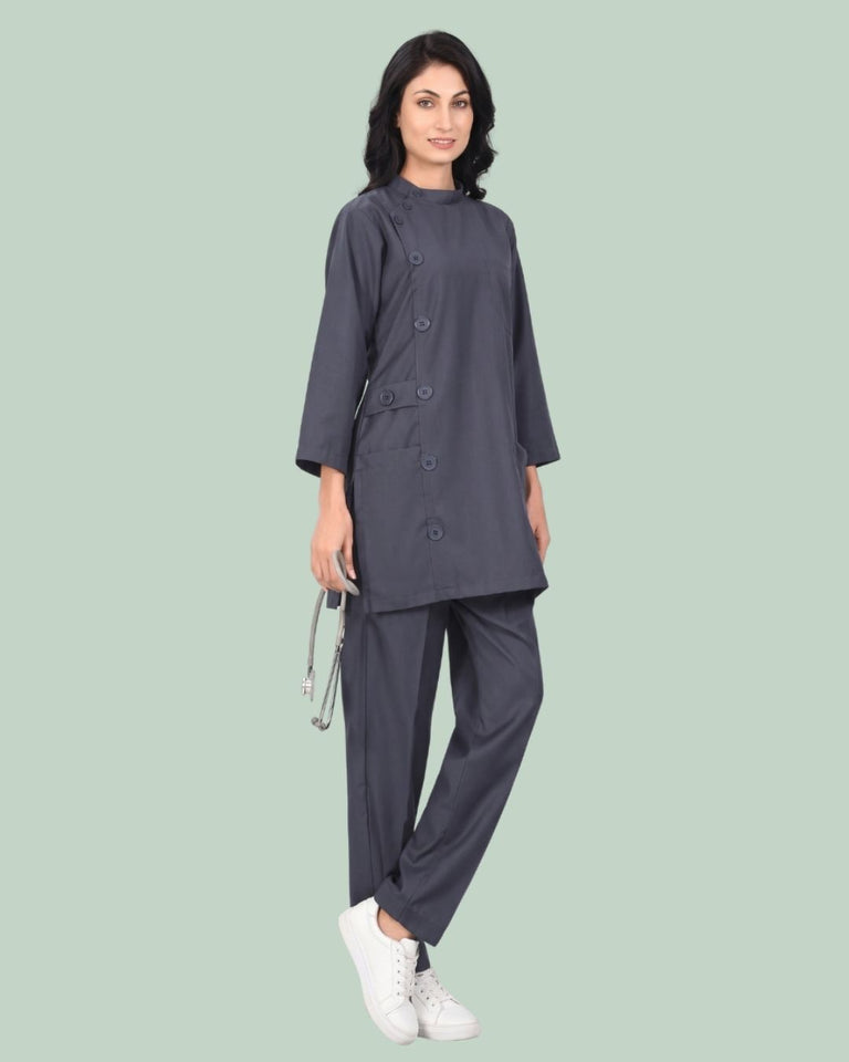 Ladies Ban Collar 3/4 Sleeve Long Shirt