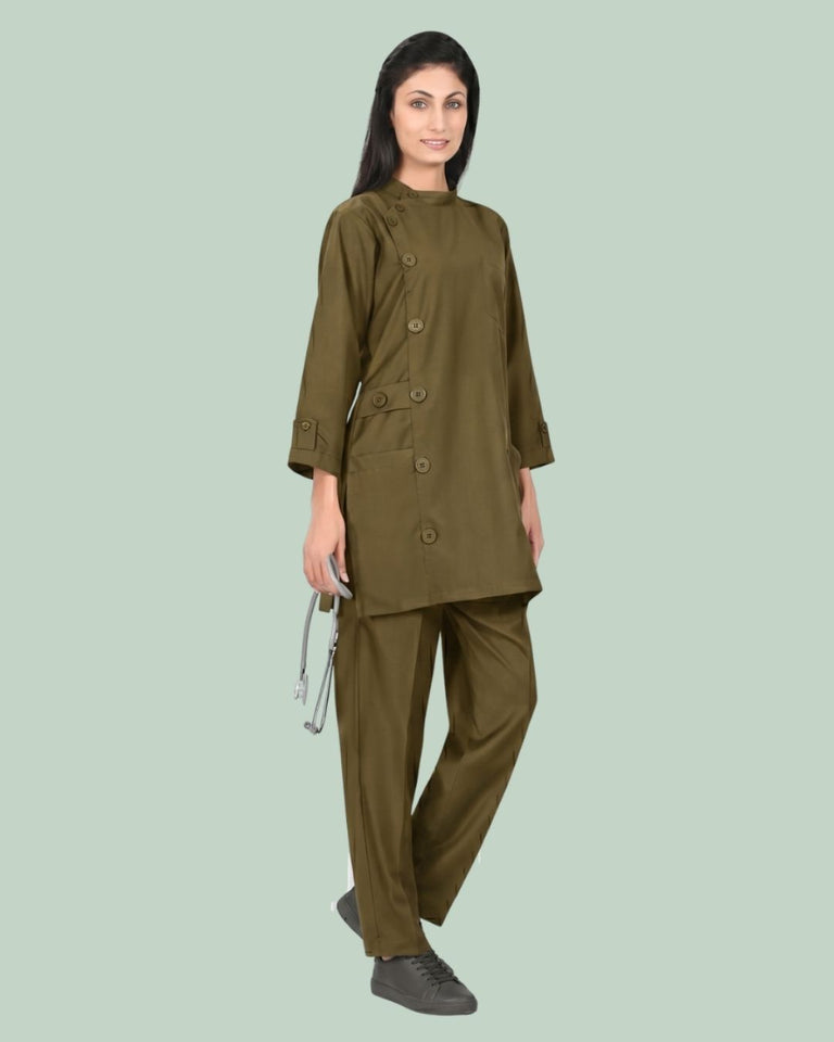 Ladies Ban Collar 3/4 Sleeve Long Shirt