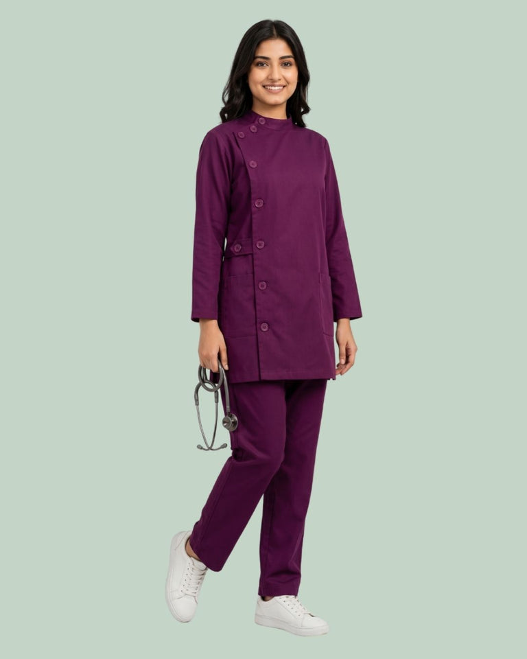 Ladies Ban Collar 3/4 Sleeve Long Shirt