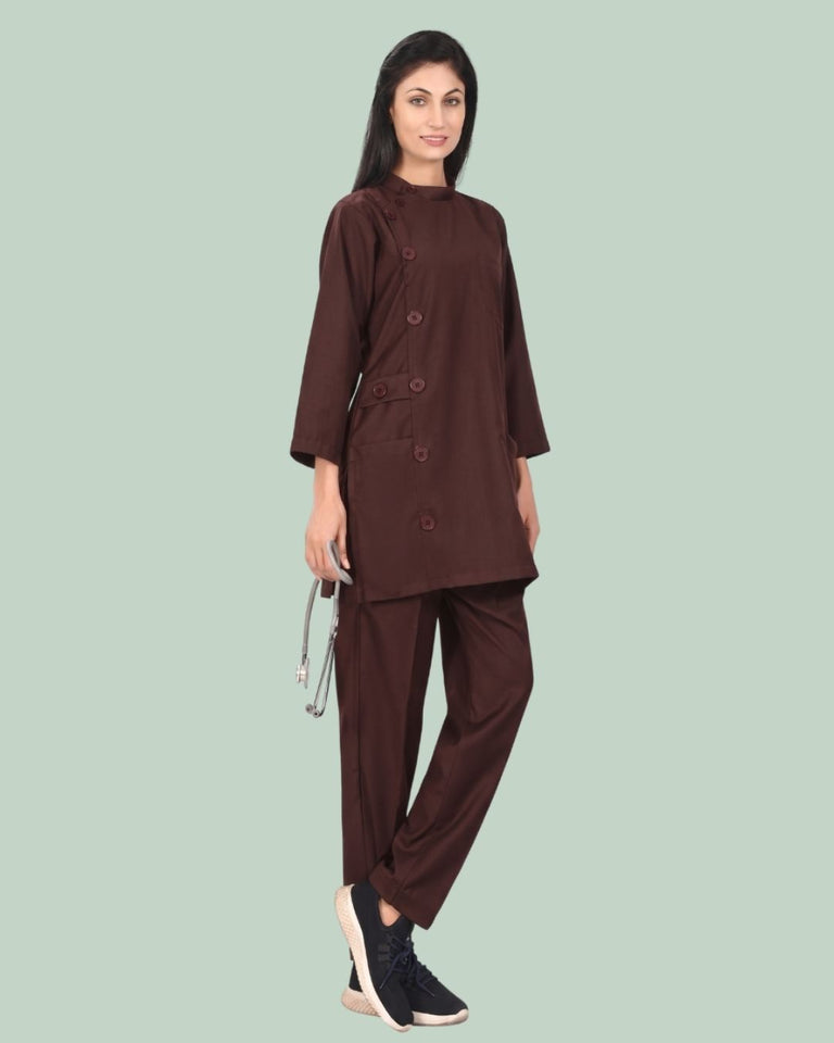 Ladies Ban Collar 3/4 Sleeve Long Shirt