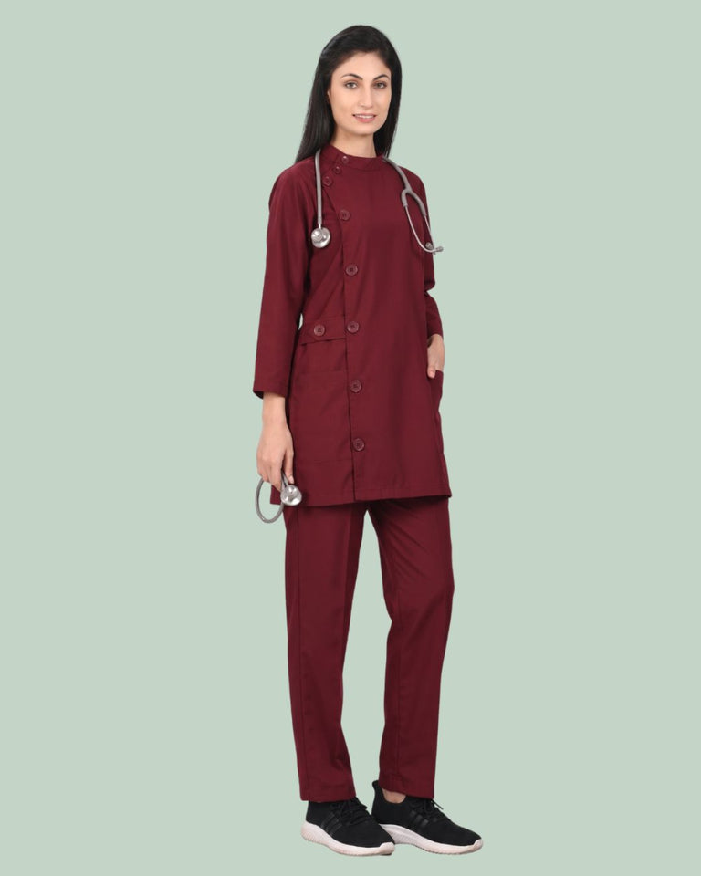 Ladies Ban Collar 3/4 Sleeve Long Shirt