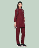 Ladies Ban Collar 3/4 Sleeve Long Shirt