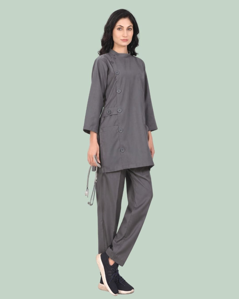 Ladies Ban Collar 3/4 Sleeve Long Shirt