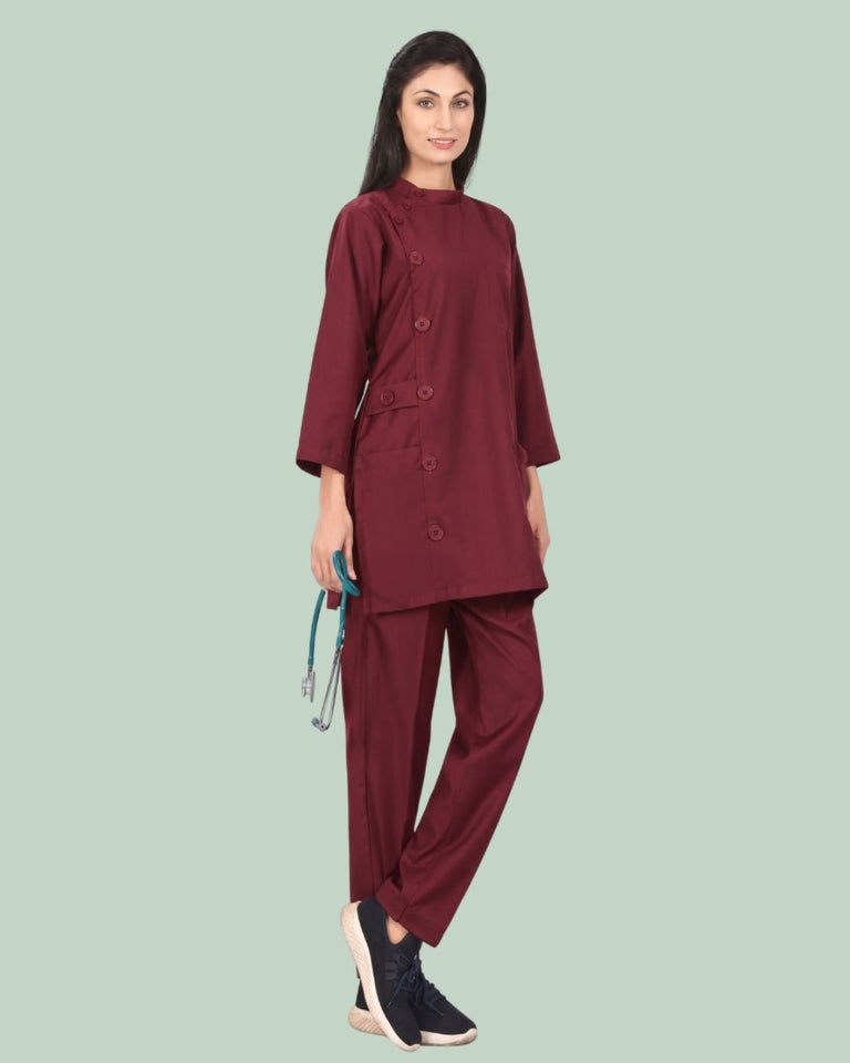 Ladies Ban Collar 3/4 Sleeve Long Shirt