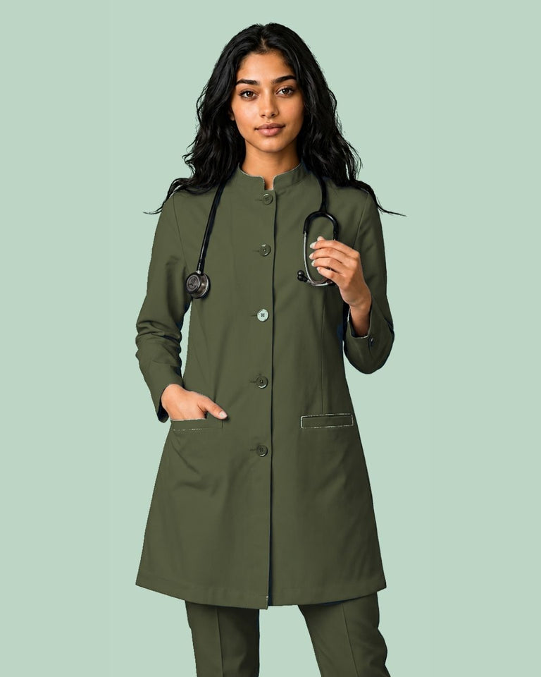 Ladies Round Neck Ban Collar Scrub Top