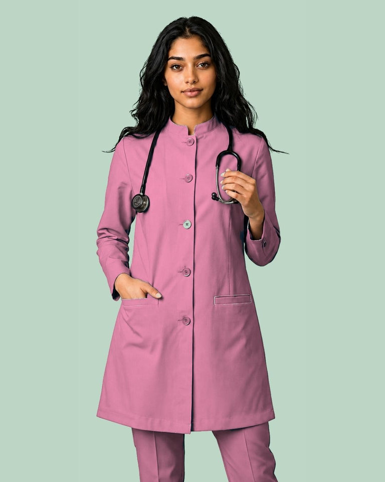Ladies Round Neck Ban Collar Scrub Top