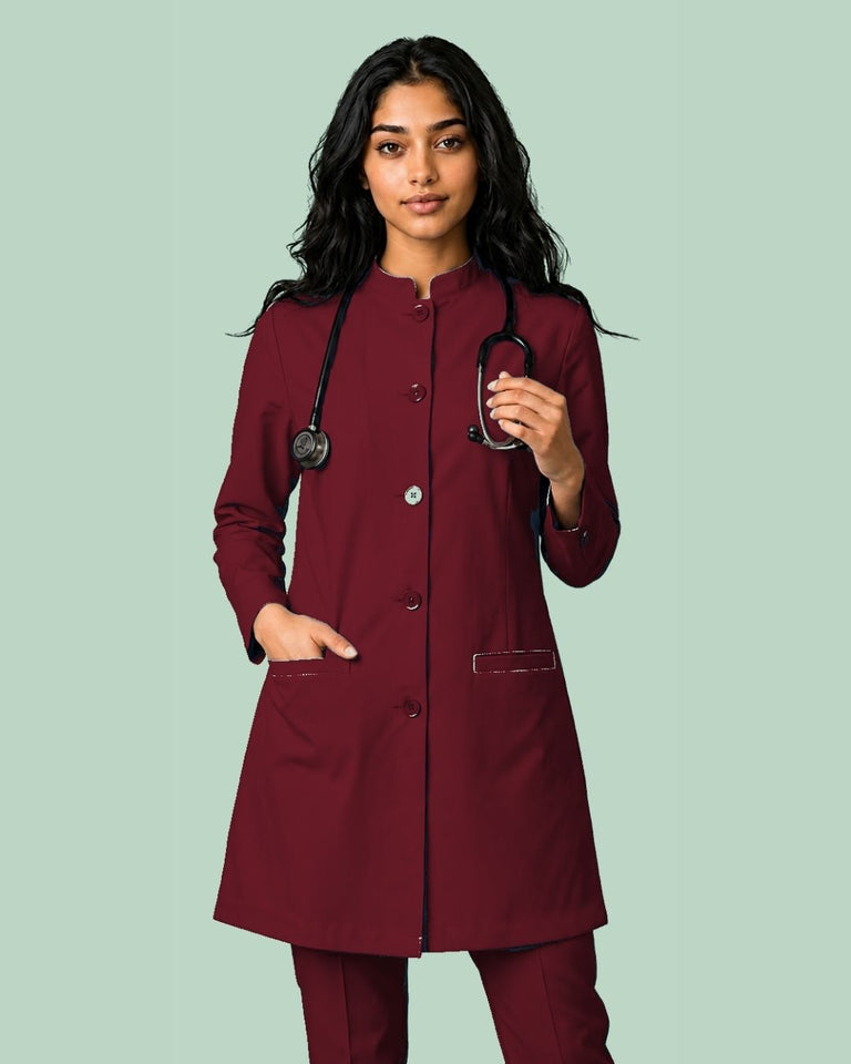Ladies Round Neck Ban Collar Scrub Top