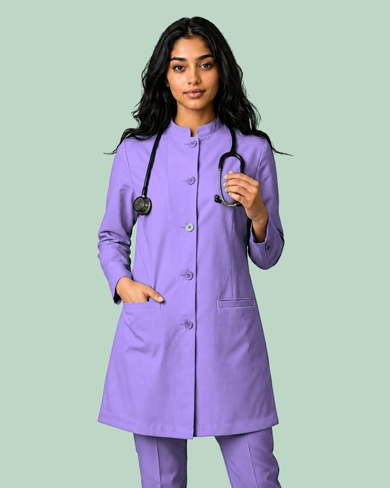 Ladies Round Neck Ban Collar Scrub Top