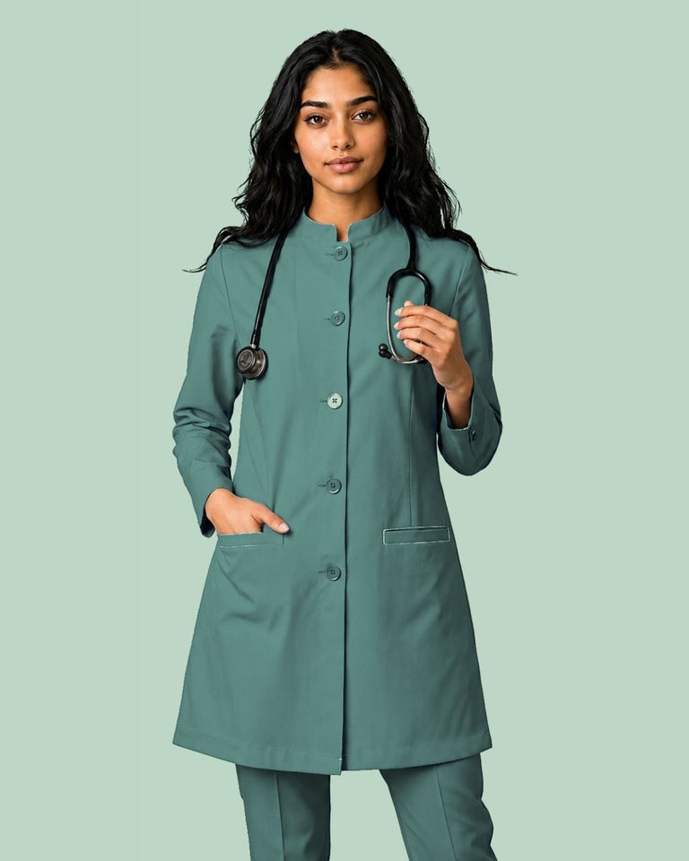 Ladies Round Neck Ban Collar Scrub Top