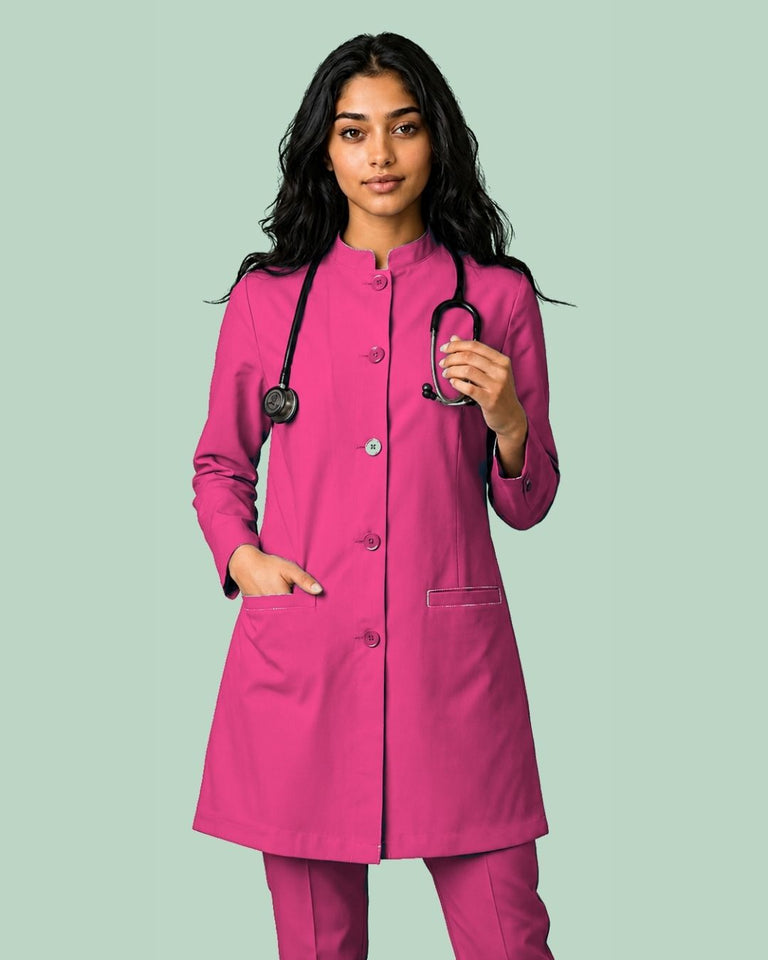 Ladies Round Neck Ban Collar Scrub Top