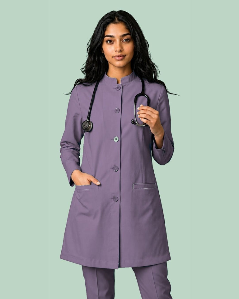 Ladies Round Neck Ban Collar Scrub Top