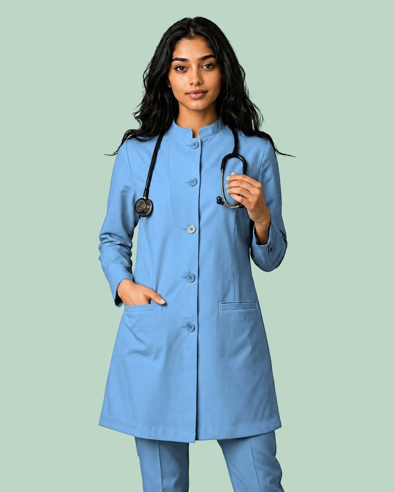 Ladies Round Neck Ban Collar Scrub Top