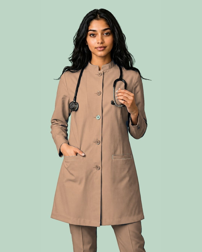Ladies Round Neck Ban Collar Scrub Top