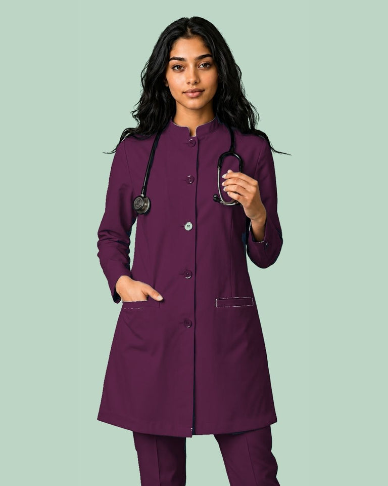 Ladies Round Neck Ban Collar Scrub Top