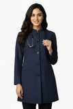 Ladies Round Neck Ban Collar Scrub Top with Buttons