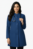 Ladies Round Neck Ban Collar Scrub Top with Buttons